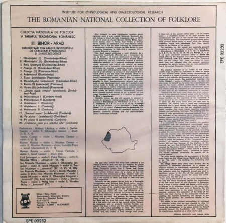 A. The Traditional Folk Music Band: III. Transilvania (Bihor / Arad), (Disc Vinil) [1]