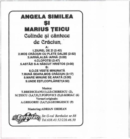 Angela Similea - Colinde Și Cântece De Crăciun (Caseta Audio) [1]