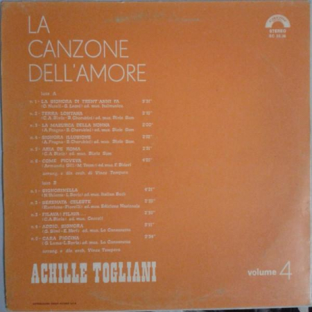 Achille Togliani - La Canzone DellAmore (Volume 4), (Disc Vinil) [1]