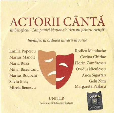 Muzica Usoara - Actorii Cântă În Beneficiul Campaniei Naționale 'Artiștii Pentru Artiști', (CD)