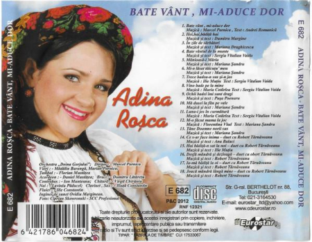 Adina Roșca - Bate Vânt, Mi-aduce Dor (CD) [1]