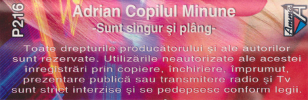 Adrian Copilul Minune – Poveste De Iubire Vol. 3 Sunt Singur Și Plâng (CASETA) [1]