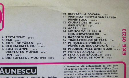 Adrian Păunescu - Poezii De Adrian Păunescu, Recitate De El Însuși (Disc Vinil) [1]