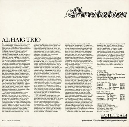 Al Haig Trio - Invitation (Disc Vinil) [1]