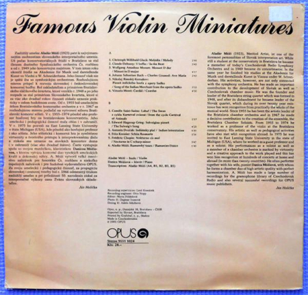 Aladár Móži - Famous Violin Miniatures (Disc Vinil) [1]