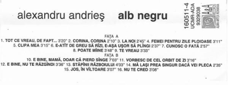 Alexandru Andrieș - Alb Negru (Caseta Audio) [1]