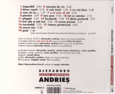 Alexandru Andrieș - Cîntece Piraterești , (CD) [1]