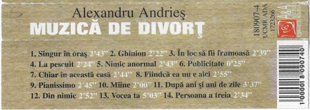 Alexandru Andrieș - Muzică De Divorț , (Casetă Audio) [1]
