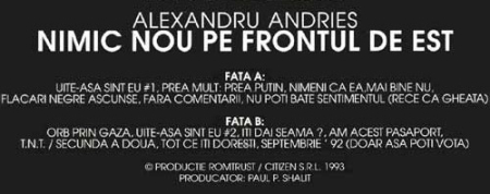 Alexandru Andrieș – Nimic Nou Pe Frontul De Est (CASETA) [1]