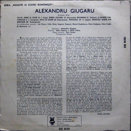 Alexandru Giugaru - Maeștri Ai Scenei Românești, (Disc Vinil) [1]