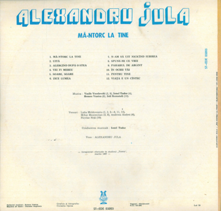 Alexandru Jula - Mă-ntorc La Tine, (Disc Vinil) [1]