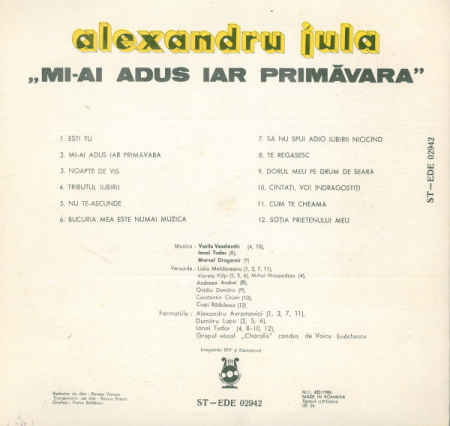 Alexandru Jula - Mi-ai Adus Iar Primăvara, (Disc Vinil) [1]