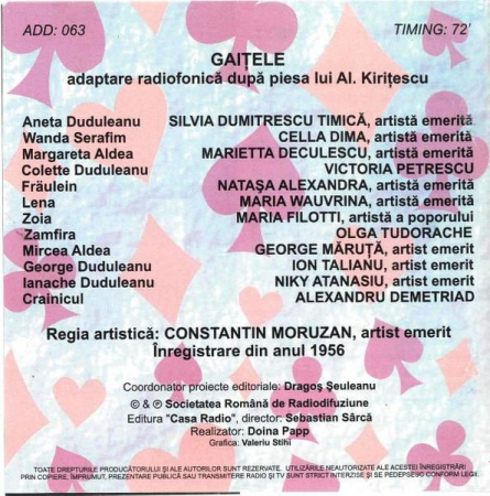 Alexandru Kirițescu - Gaițele , (CD) [1]