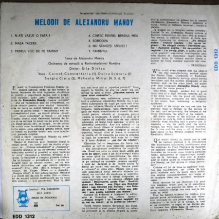 Alexandru Mandy - Melodii De Alexandru Mandy, (Disc Vinil) [1]