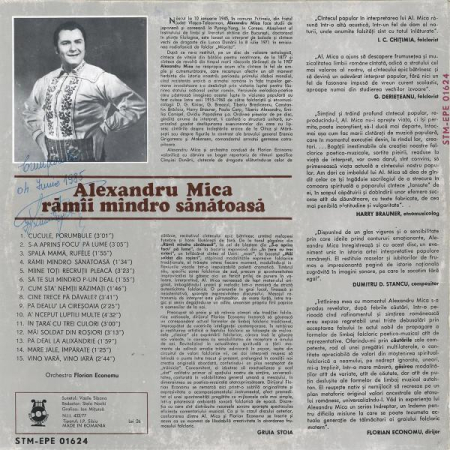 Alexandru Mica - Rămîi Mîndro Sănătoasă (Disc Vinil) [1]