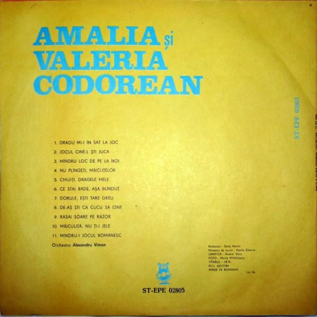 Amalia Codorean - Amalia Și Valeria Codorean, (Disc Vinil) [1]