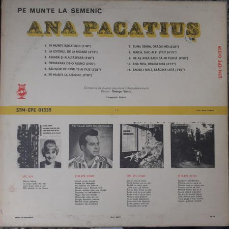 Ana Pacatiuș - Pe Munte La Semenic, (Disc Vinil) [1]