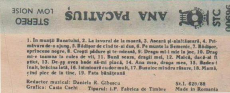 Ana Pacatiuș - Pe Munte La Semenic , (Casetă Audio) [1]