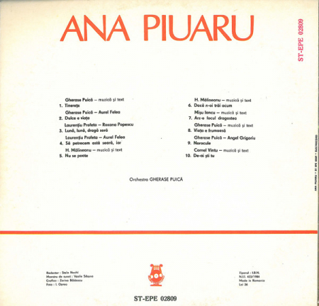 Ana Piuaru - Romanțe Și Melodii Îndrăgite, (Disc Vinil) [1]
