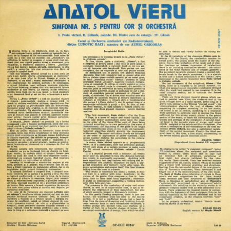 Anatol Vieru - Symphony No.5 For Chorus And Orchestra, (Disc Vinil) [1]
