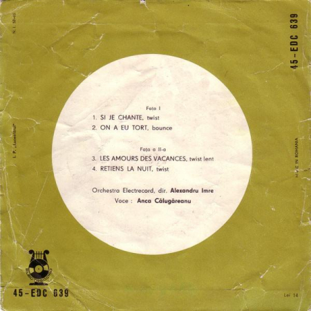 Anda Călugăreanu - Si Je Chante (7 Inch), (Disc Vinil) [1]