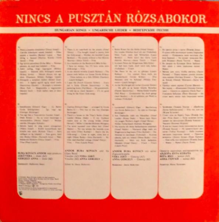 Andor Bura Kovács And His Gipsy Band - Nincs A Pusztán Rózsabokor - Hungarian Songs (Disc Vinil) [1]