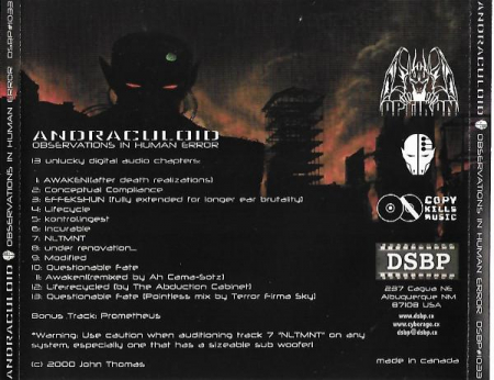 Andraculoid - Observations In Human Error, (CD) [1]