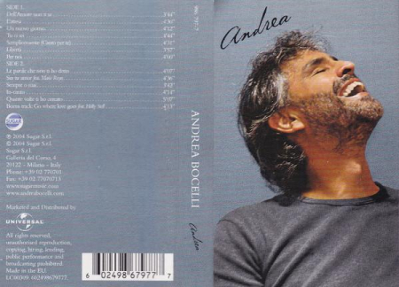 Muzica Usoara - Andrea Bocelli - Andrea, (Casetă Audio)