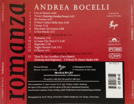 Andrea Bocelli - Romanza, (CD) [1]