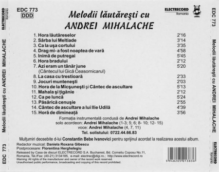 Andrei Mihalache - Melodii Lăutărești, (CD) [1]