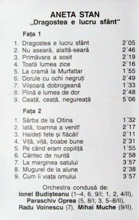 Aneta Stan - Dragostea E Lucru Sfânt   (Caseta Audio) [1]