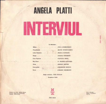 Angela Platti - Interviul, (Disc Vinil) [1]