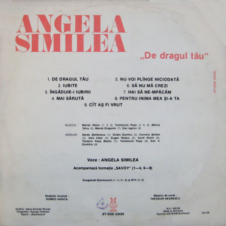 Angela Similea - De Dragul Tău, (Disc Vinil) [1]