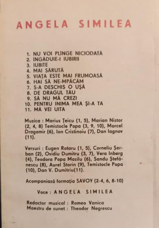 Angela Similea - De Dragul Tău (Casetă Audio) [1]