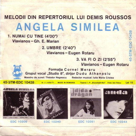 Angela Similea - Melodii Din Repertoriul Lui Demis Roussos (7 Inch), (Disc Vinil) [1]