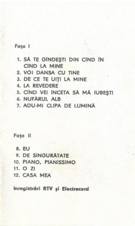 Angela Similea - Nufărul Alb, (Casetă Audio) [1]