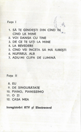 Angela Similea - Nufărul Alb , (Casetă Audio) [1]