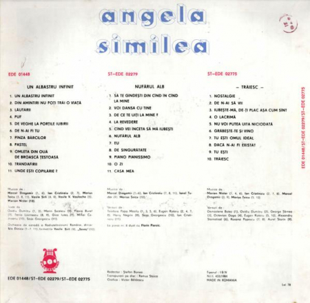 Angela Similea - Un Albastru Infinit / Nufărul Alb / Trăiesc, (Disc Vinil) [1]