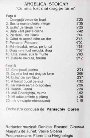 Angelica Stoican - Ce Mi-a Fost Mai Drag Pe Lume (Caseta Audio) [1]