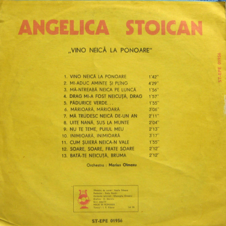 Angelica Stoican - Vino Neică La Ponoare, (Disc Vinil) [1]