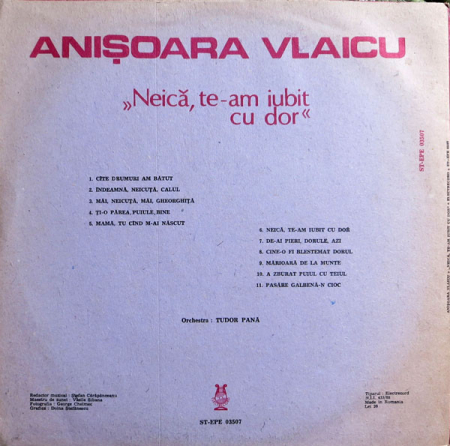 Anișoara Vlaicu – Neică, Te-am Iubit Cu Dor, (Disc Vinil) [1]