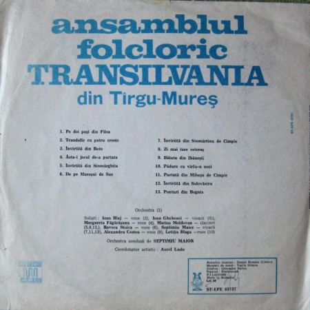 Ansamblul Folcloric Transilvania Din Tîrgu-Mureș - Ansamblul Folcloric Transilvania, (Disc Vinil) [1]