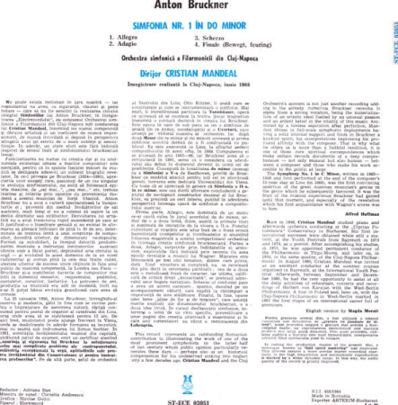 Anton Bruckner - Symphony No. 1 In C Minor = Simfonia Nr. 1 În Do Minor (Disc Vinil) [1]
