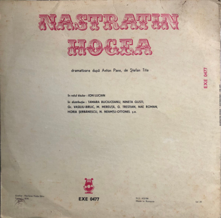 Anton Pann - Nastratin Hogea, (Disc Vinil) [1]