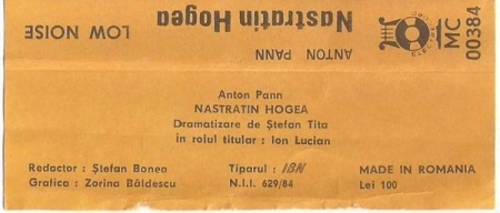 Anton Pann - Nastratin Hogea (Caseta Audio) [1]