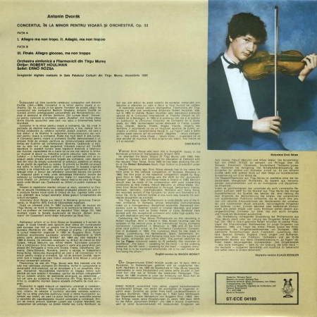 Antonín Dvořák - Concerto In A Minor For Violin And Orchestra, Op. 53 = Concertul În La Minor Pentru Vioară Și Orchestră, Op. 53, (Disc Vinil) [1]