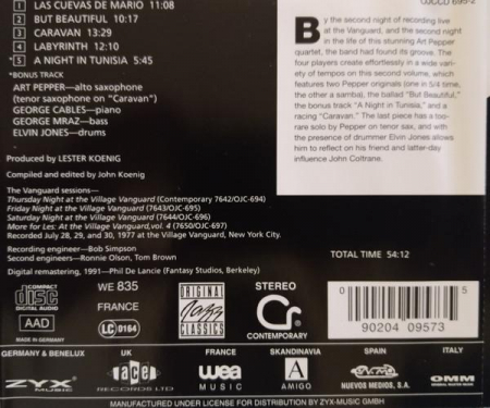 Art Pepper - Friday Night At The Village Vanguard, (CD) [1]