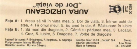 Aura Urziceanu - Dor De Viață, (Casetă Audio) [1]