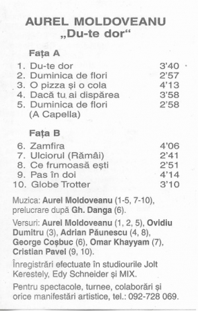 Aurel Moldoveanu - Du-te Dor , (Casetă Audio) [1]