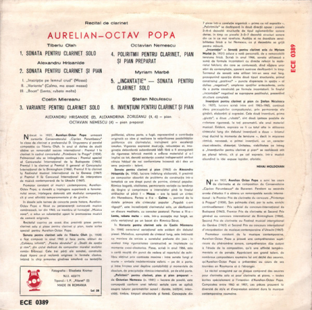 Aurelian Octav Popa – Recital De Clarinet (VINIL) [1]
